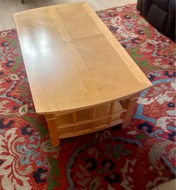 Light Wood Coffee Table with Lower Shelf