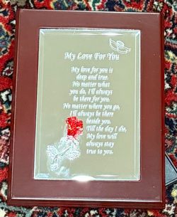 LOVE MIRROR PLAQUE “MY LOVE FOR YOU” STAND AND WALL HANGING MIRROR