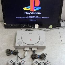 Sony PlayStation 1 PS1 Console SCPH-9001 with Controllers - TESTED 