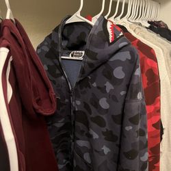 Bape Hoodie Blue Shark Full Zip Up