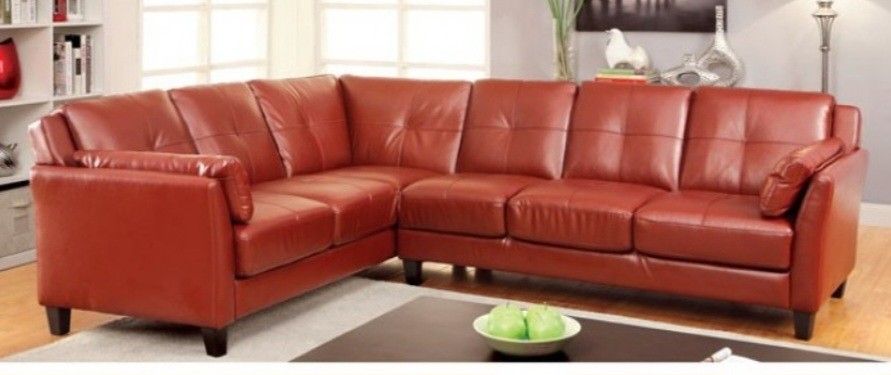 Brand New Red Leather Sectional Sofa