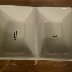  Rae Dunn 2-compartment ceramic trinket dish