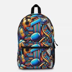 Vibrant Music-Inspired Backpack, Colorful School Bag, Trendy Daypack
