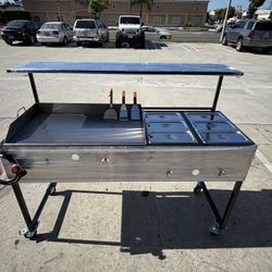 plancha Para Tacos 20 × 36 Con Doble Vaporera Repisa Espátulas Y Manguera Incluida