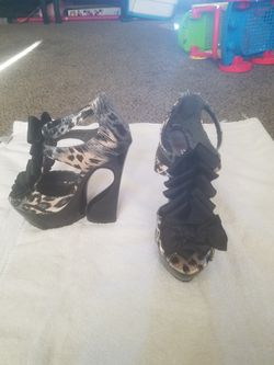 Leopard wedge type heels