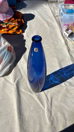 Cobalt Blue, Hand Blown Vase By Zeiezel Glass