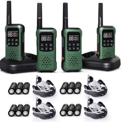 Army Green Waterproof Walkie Talkie Long Range Up To 30 Miles Floating Portable Two Way Radio, NOAA Weather Alert,SOS,Flashlight, Rechargeable 2 Way R