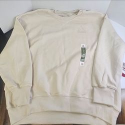 Reebok Women's/men's (unisex) Beige Pullover Crew Neck Sweatshirt XL Long Sleeve Logo