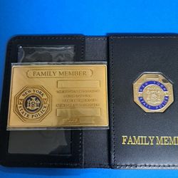 2026 NOVELTY NYPD NYS State Trooper FAMILY MEMBER WALLET GOLD COURTESY  SET 