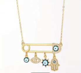 GOLD Stainless Steel evil eye necklace