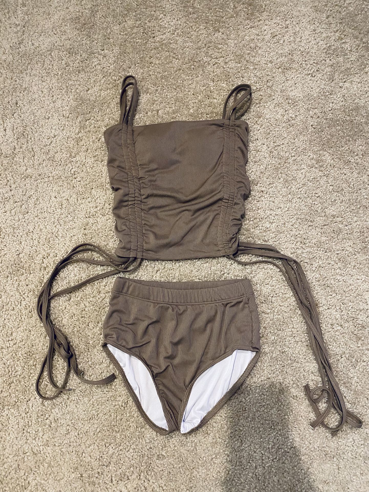 Swim Wear Swim Suit Bathing Suit Bikini 2 Pieces Women Size S Brown