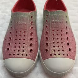 Native Kids Pink Green Glitter Slip-On Casual Shoes C11