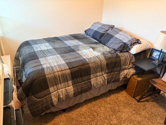 Queen Bed Set – Sherwood Mattress + Foundation + Frame – Barely Used