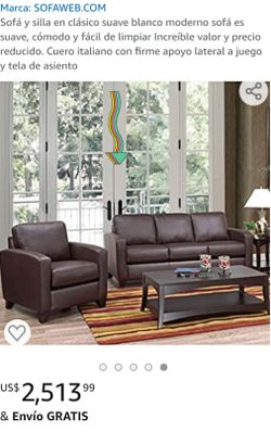 Leather, Brown Sofa and Armchair