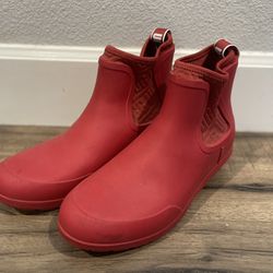 UGG Womens Chevonne Ribbon Red Ankle Chelsea Waterproof Rain Boots