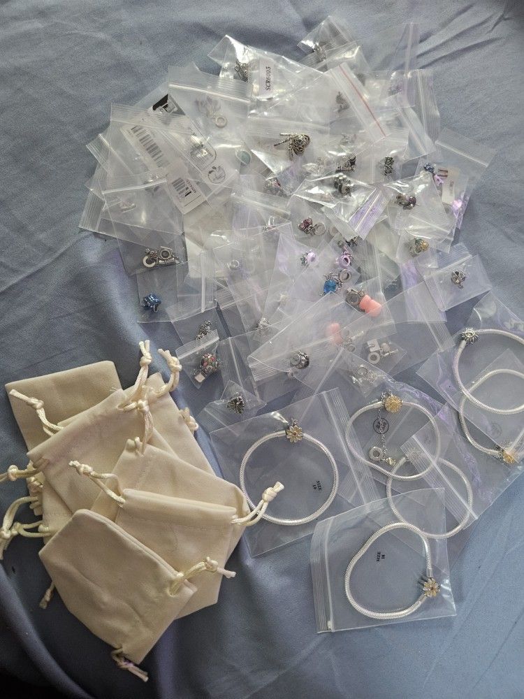  ​WHOLESALE LOT! New 925 Sterling Silver Charm Bracelets & Bulk Charms FOR RESELLERS