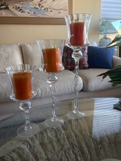 Set of 3 crystal candle holders