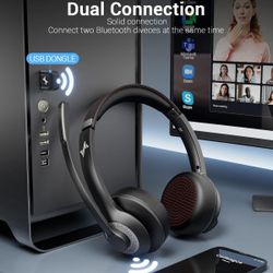 Jiamqishi Bluetooth + Dongle Wireless AI Noise Cancelling Headset