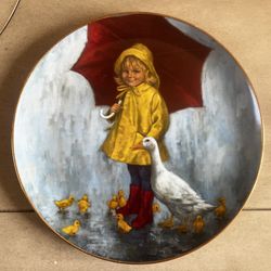 Vintage Reco Decorative Plate – Rainy Day Fun by John McClelland (1978) – “World of Children” Series