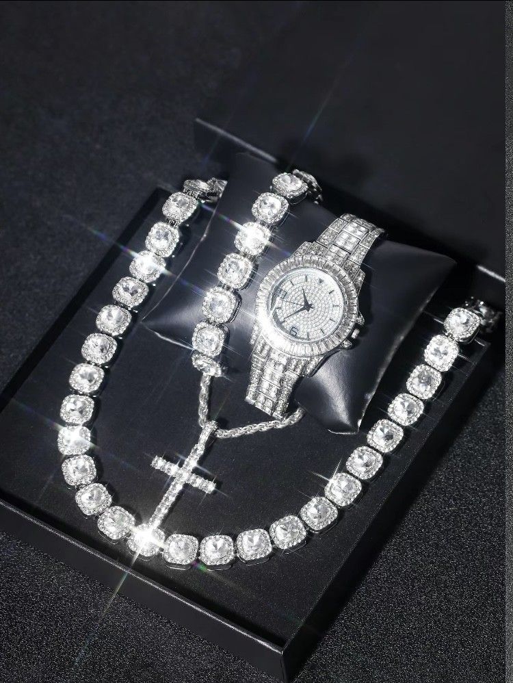 Iced OUT Silver SET