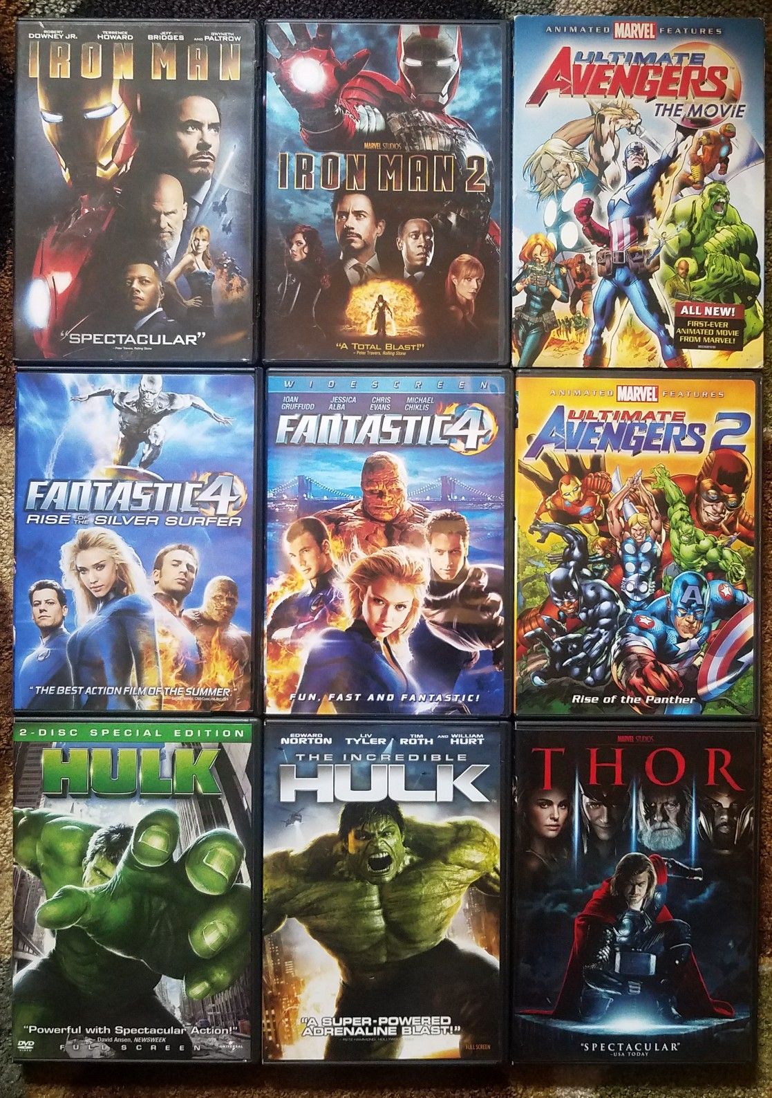 9 Marvel DVD Lot Animated Avengers Iron Man Thor Hulk Fantastic 4 Family Movie