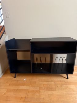 Mid-Century Modern Vinyl Record Storage Console