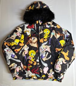 Members Only x Looney Tunes Puffer Jacket w/ Faux Fur Hood - XL