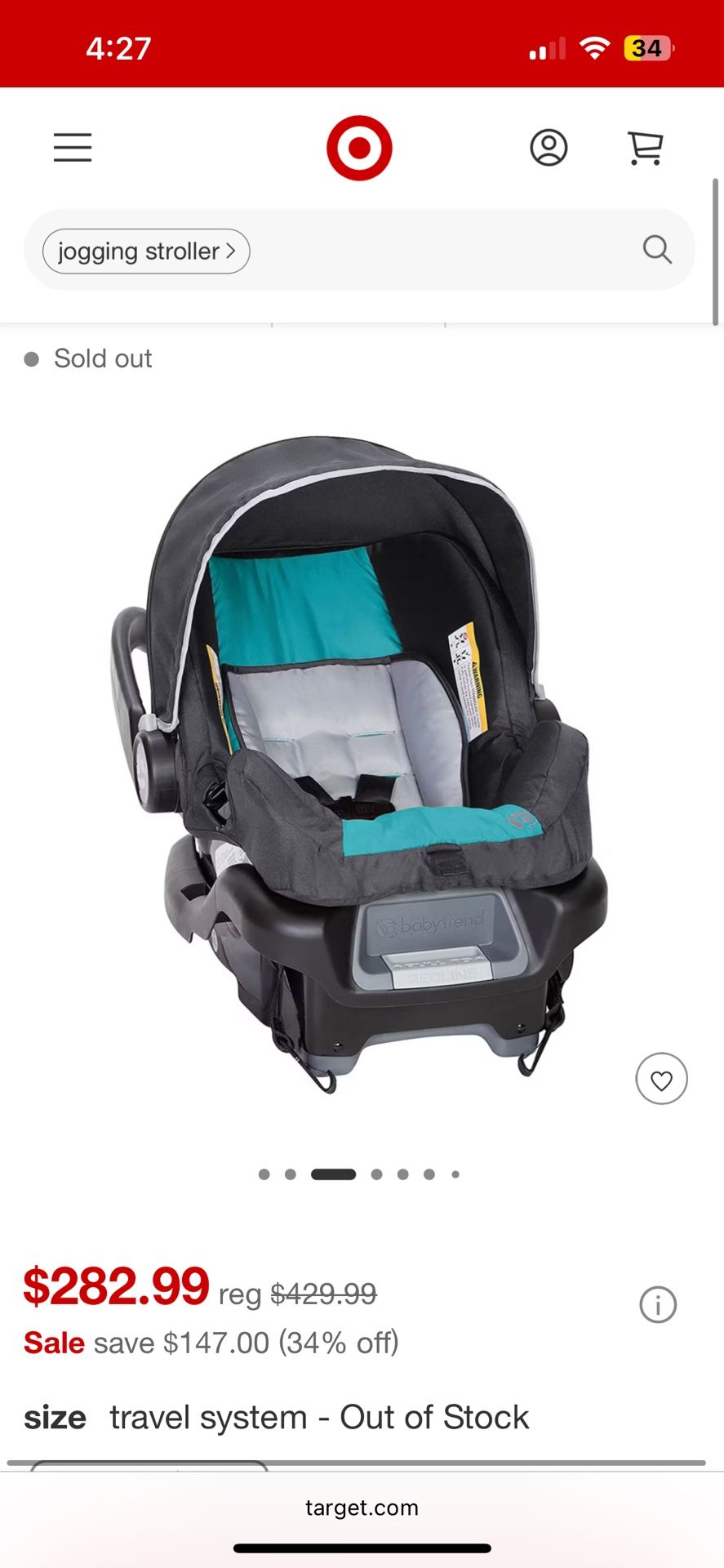 Baby trend Pathway Infants / Baby Car seat With Canopy