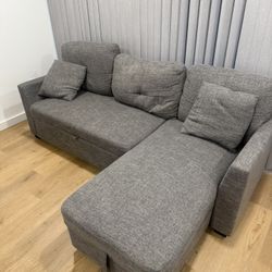Gray Sectional Sleeper Sofa w/ Storage – Great Condition