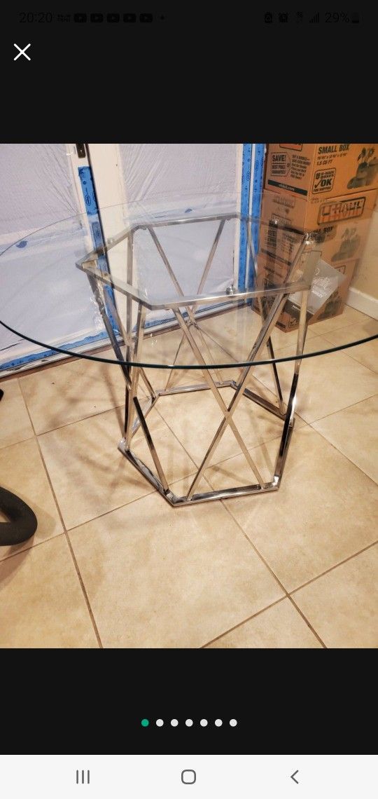 Modern Glass Metal Dining Kitchen Table $350.00