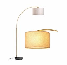 Arc Floor Lamp with Linen Drum Shade