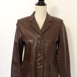 Style and Co. Brown Leather Blazer Jacket