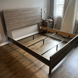 Ashley Furniture Grey Wood King Panel Bed