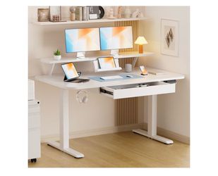 GTPLAYER Electric Standing Desk with Drawers, 48 x 24 Inches Height Adjustable Computer Desk