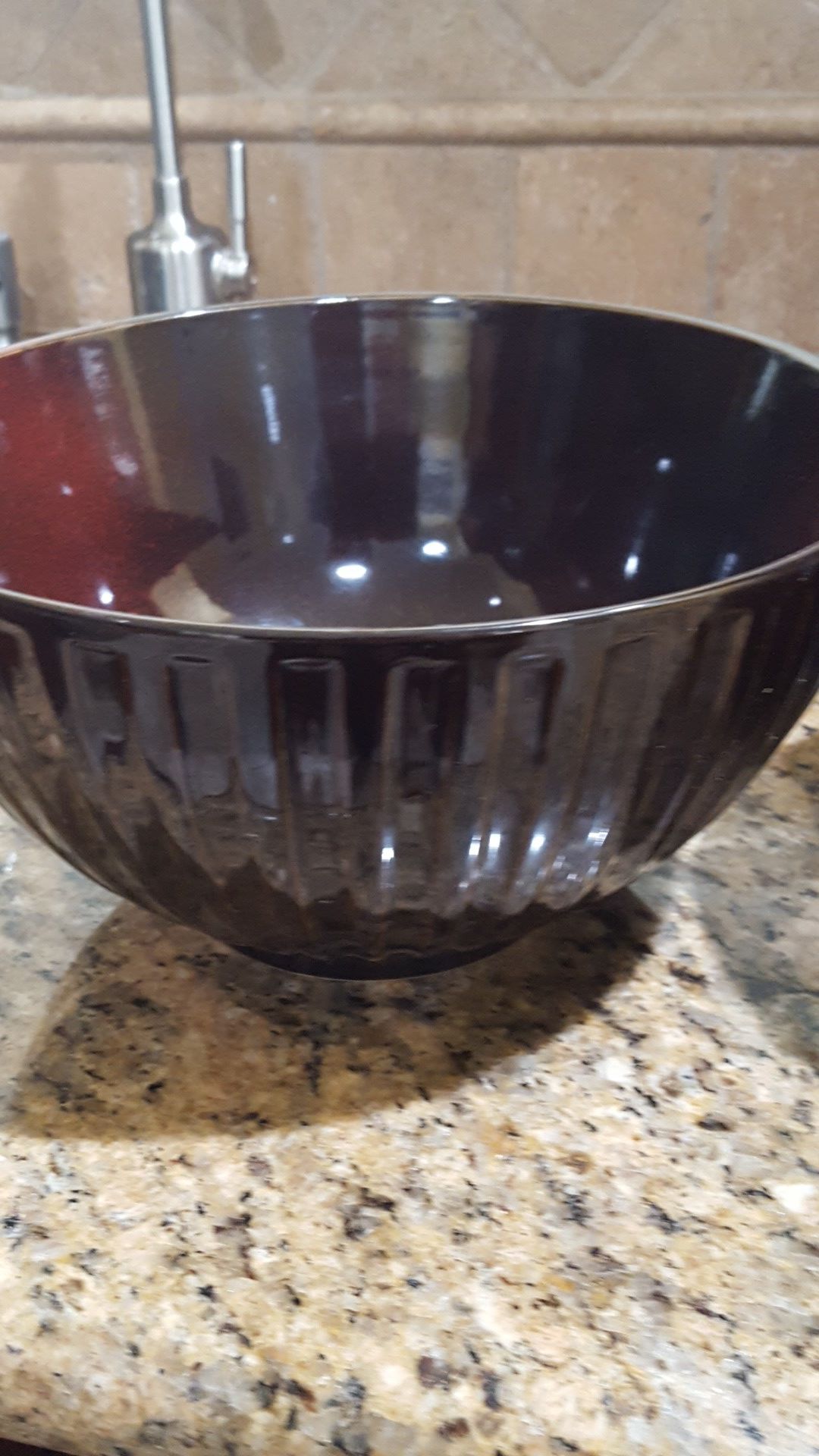 Mixing bowls,Ceramic, small to large. Beautiful chocolate color. Amazing for serving and mixing.