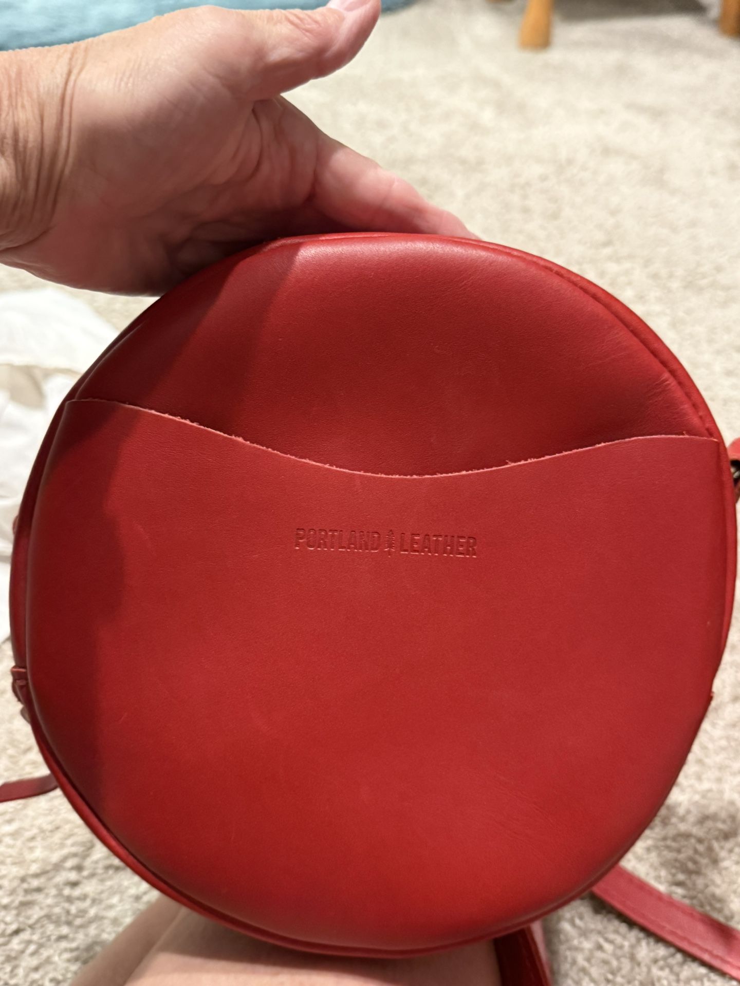 Portland Leather Large Circle Bag In Smooth Ruby