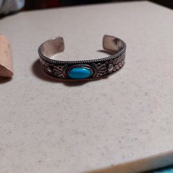 Real Sterling Silver Turquoise Cuff. Unisex 