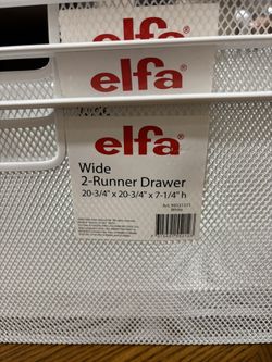 Set Of 3 White Elfa Wide 2 -Runner Drawer20-3/4”x 20-3/4” X 7-1/4”high