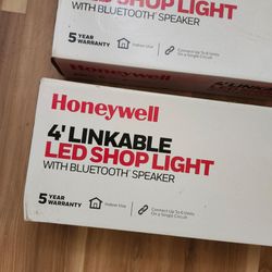 2 Honeywell 4' LED Shop Lights w/ Bluetooth Speakers – NEW
