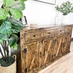 Custom TV Stand Cabinet Entertainment Center Modern Rustic Barn Doors Console Handmade Restorations hardware Bookshelves Pottery Barn Carpenter 