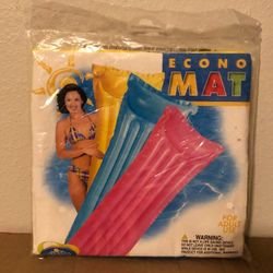 Econo Mat Pool Floatie Inflatable Intex Pillow Top, Yellow, New & Sealed