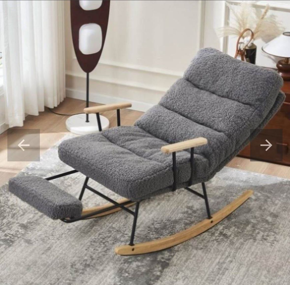 Modern Teddy Gliding Rocking Chair With High Back, Retractable Footrest, And Adjustable Back Angle G-25