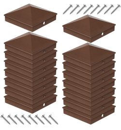GreenLighting 4x4 Aluminum Pyramid Post Cap Cover (Brown 8 Pack) Fits 4x4 Nominal Wood (True 3.5 x 3.5) Powder Coated Matte Outdoor Post Caps Cover, F