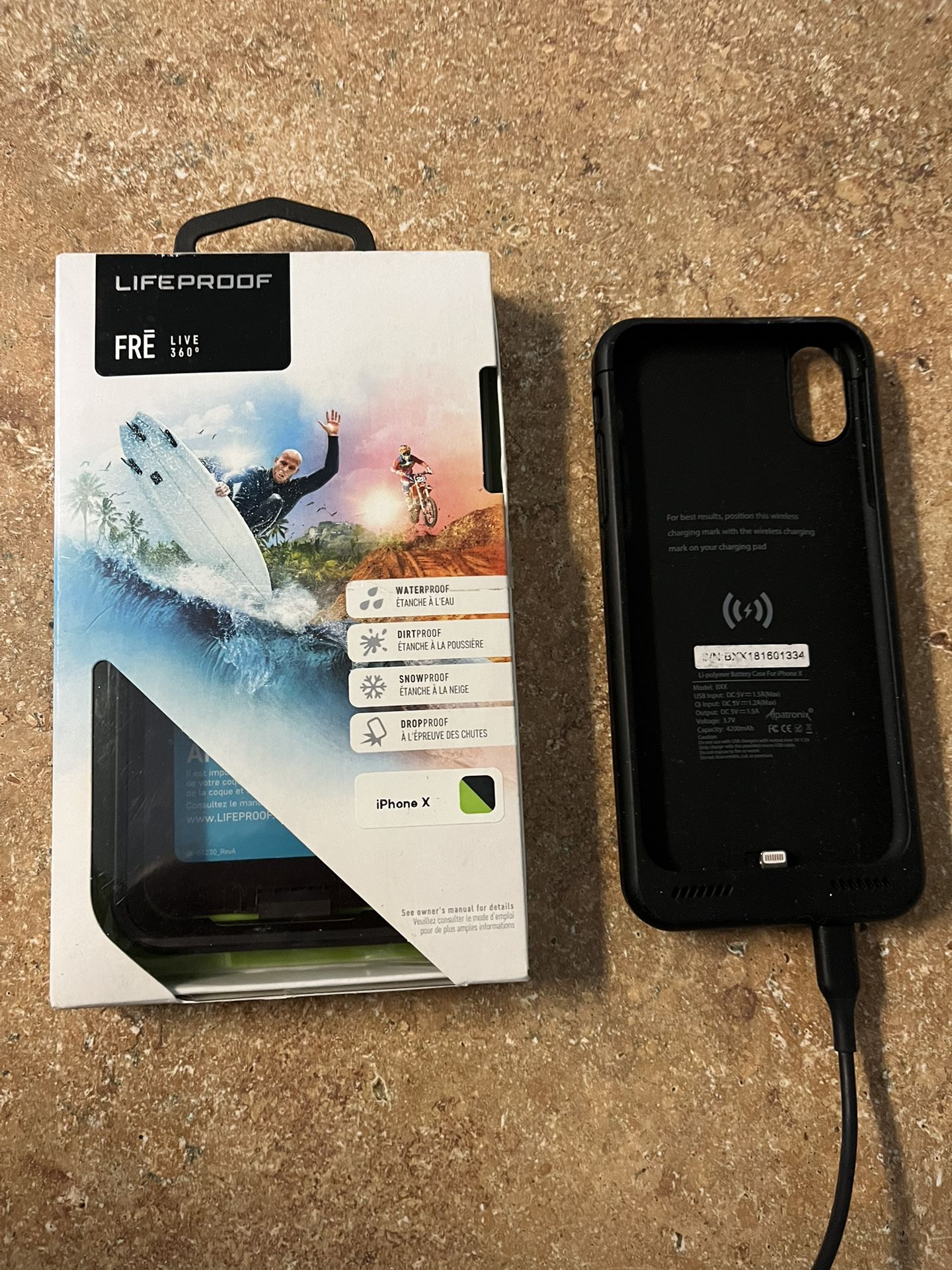 iPhone X Waterproof Case And Portable Charger. 