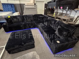 Brand New Sectional Black Friday Deal Oversize Corduroy Fabric Black With LED REG $1499 NOW $1399 