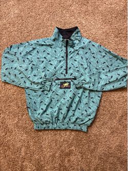 Vintage 90s Gecko Print Nylon Pullover Windbreaker Jacket Mens Size Medium