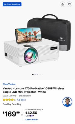 Vankyo Leisure 470 Pro Projector with Insignia 75" Tripod Screen