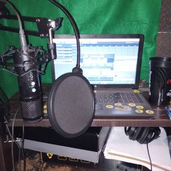 Recording Studio And laptop With mixcraft 9 Plus Game Day Bluetooth Speaker  And MG Studio Quality Headphones
