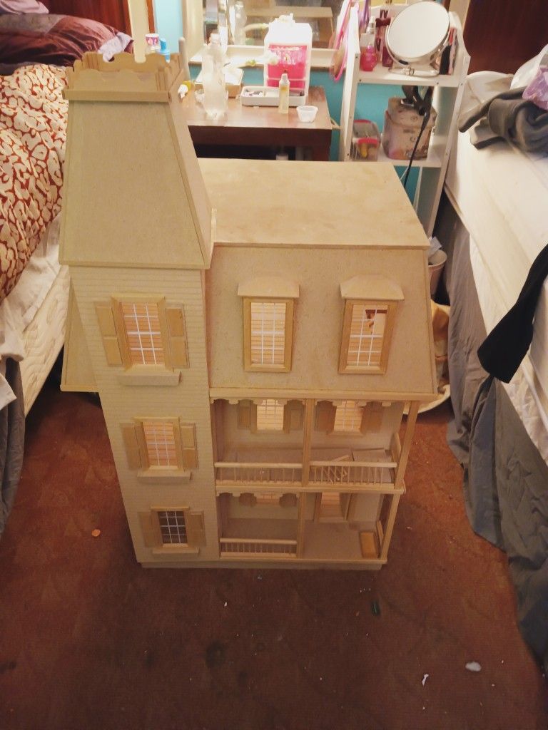 Doll House, With Miniature Furniture 