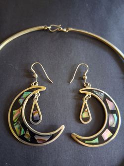 Vintage mexico alpaca silver necklace earrings